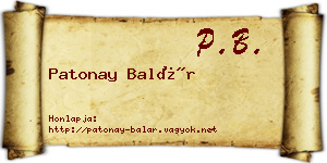 Patonay Balár névjegykártya
